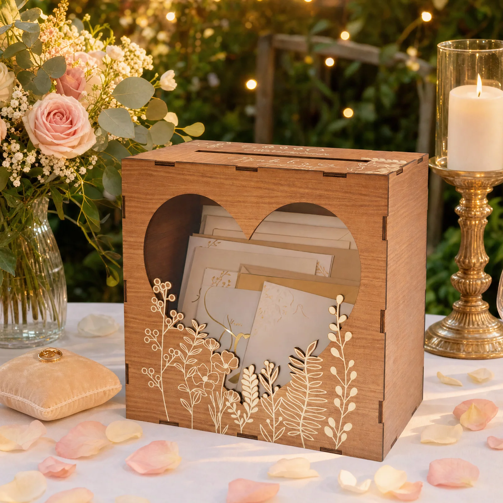 나무 소재의 카드 보관함, 웨딩용 편지꽂이, 빈티지 스 - Wedding Card Box 리뷰 및 가격
