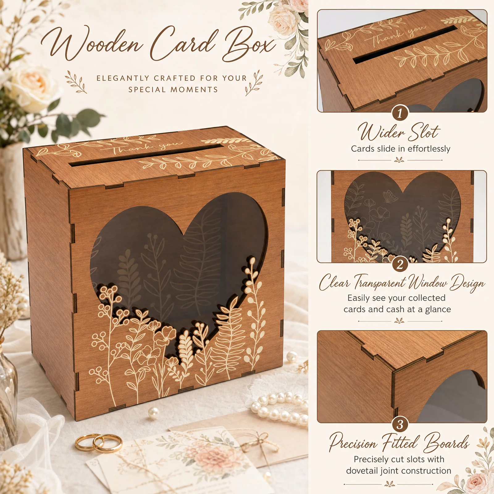 나무 소재의 카드 보관함, 웨딩용 편지꽂이, 빈티지 스 - Wedding Card Box 리뷰 및 가격